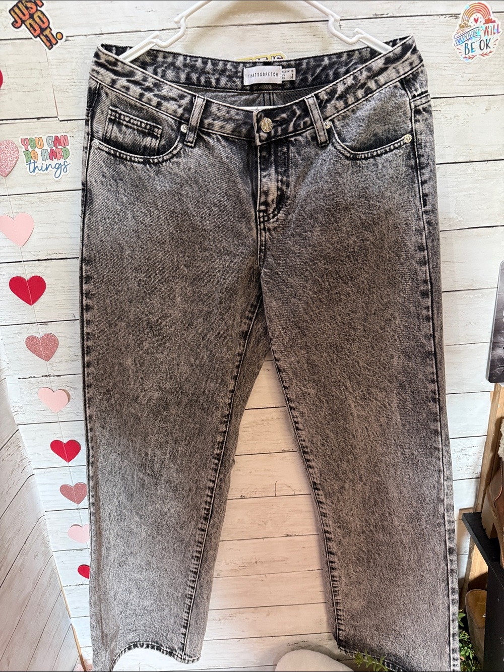 High-Rise Acid Wash Black Jeans - Women